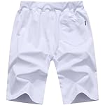 QPNGRP Mens Shorts Casual Drawstring Zipper Pockets Elastic Waist - Image 3
