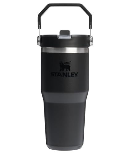 STANLEY IceFlow 2.0 Flip Straw Tumbler with Handle 14 oz | Twist On Lid and Flip Up Straw | Leakproof Water Bottle | Insulated Stainless Steel | BPA-Free | Black 2.0