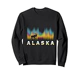 Alaska Day Reindeer with Polar Lights and Moose Sweatshirt