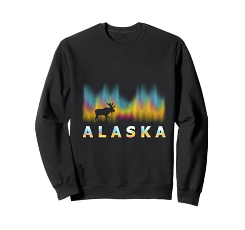 Alaska Day Reindeer with Polar Lights and Moose Sweatshirt