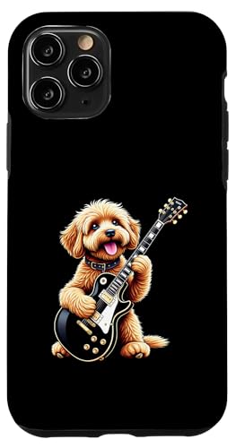 エレキギターを弾く面白いCavapoo Dog Music Lovers スマホケース iPhone 11 Pro 用