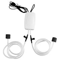 USB Aquarium Luftpumpe Leise mit Doppel-Luftstein – Mini Sauerstoffpumpe 1W Energiesparend, Tragbar mit Schlauch, Sprudelstein für Aquarien, leise Aquarium-Luftpumpe