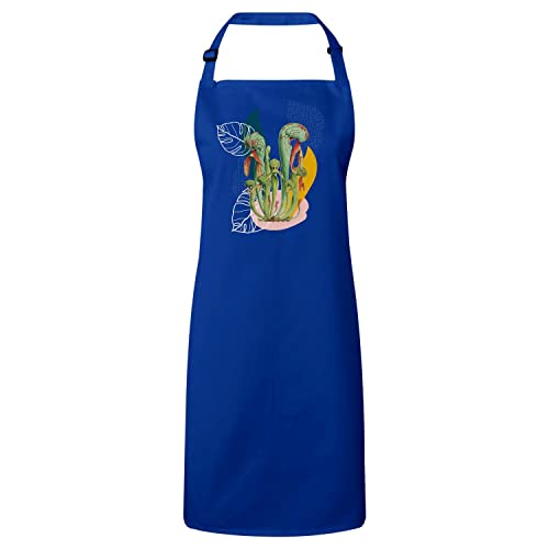 Tablier cuisine bleu Drosera fleur tropicale jungle exotique coton