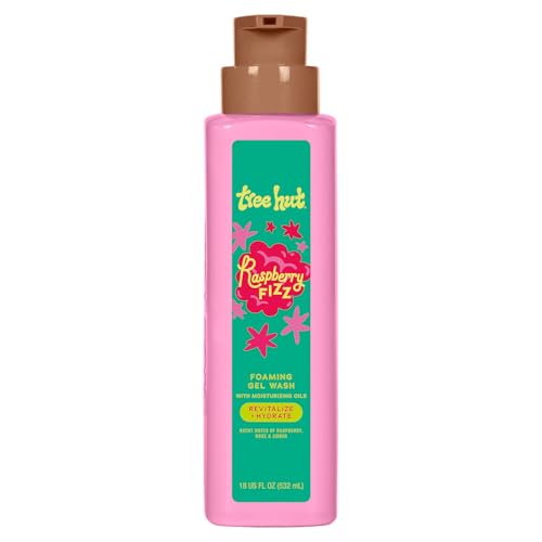 Tree Hut Raspberry Fizz Foaming Gel Body Wash, Hydrating & Moisturizing Shower Gel for Soft, Glowing Skin, Fruity Scent, 18 fl oz