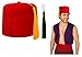 Felt Red Fez Hat Gold Tassel Shriner Turkish Casablanca Moroccan Cap Adult Costume