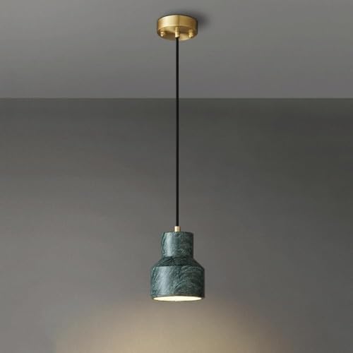 Suspension tout en cuivre et marbre vert paon chic pour chambre