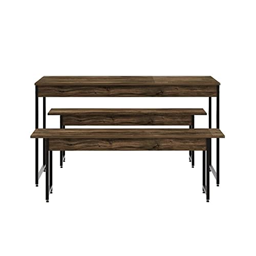 Conjunto Mesa de Jantar com 2 Bancos Estilo Industrial Active Yescasa