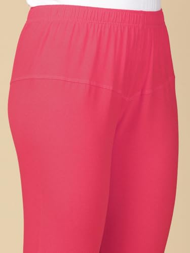Image of Lux Cozi PYNK Solid Premium Cotton Lycra Churidar Leggings for Women | Regular Fit Elastic Waist Full Length Women Leggings | Free Size