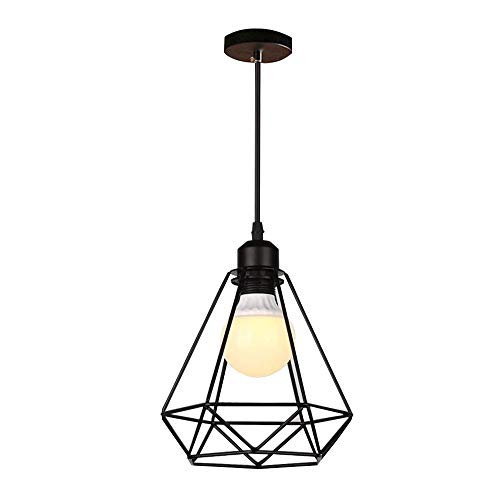 Mengjay Lámpara de techo de estilo retro, estilo industrial, Iluminación colgante, lámparas de araña,Hierro jaula candelabro, E27, loft 220V, bar, comedor, estudio, cocina, dormitorio (F)