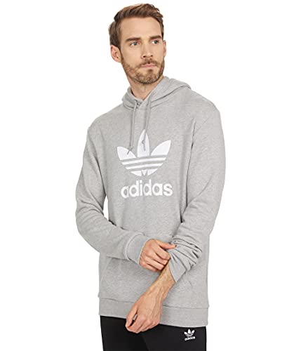 Image of adidas Originals Men's Graphics Trefoil Series Hoodie, Medium Grey Heather/White, XS