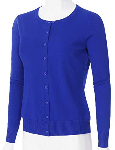 Image of Women's Long Sleeve Button Down Crew Neck Soft Knit Cardigan Sweater