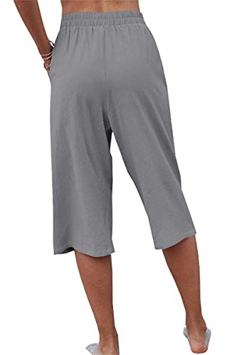 Image of Veatzaer Women's Elastic Waist 3 /4 Capri Harem Pants with Pockets Casual Loose Solid Yoga Trousers S-XXL