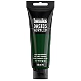Liquitex 8870029 Basics   Peinture acrylique, peinture artistique monopigmentée, résistante à la lumière, qualité archive, finition satinée, tube de 118 ml   Vert foncé Permanent