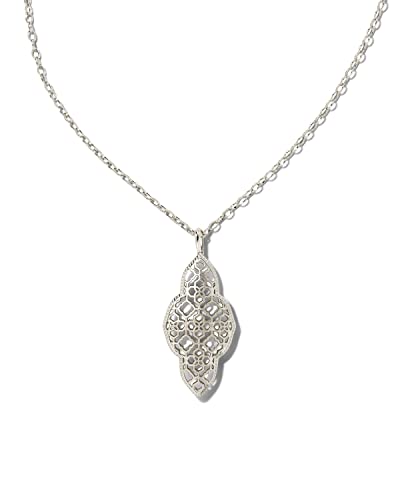 Kendra Scott Abbie Long Pendant Rhodium Necklace #TOP18