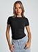 Trendy Queen Womens Basic T Shirts Summer Tops 2025 Crop Short Sleeve Slim Fit Tee Cute Gym Workout Clothes Black M