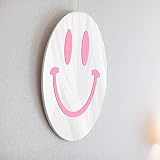 Visgo Preppy Room Decor Smiley Face Mirror - 11.8 Inches Aesthetic Wall-Mounted Mirror for Teen Girl