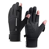 MAPLELILY Winter Fingerless Gloves for Men Women, Windproof Warm Touchscreen Gloves, Waterproof, Thermal for Cold Weather Driving Fishing Cycling Running Work Outdoor, M