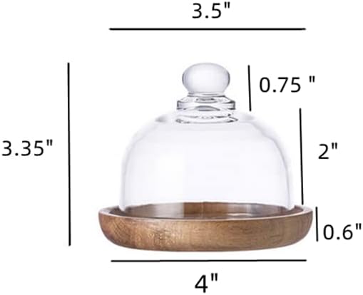 Condition photo showing Good Condition for rikyo 2 sets mini cake stand,cake plate server platter with dome,4" wood cake stand with 3.25" glass dome cover,cupcake display plate with lid,cake holder with base,dessert stand