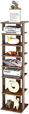 CASART 7-Tier Shoe Rack, Shoe Storage Organizer Stand Shelf, Detachable Board Multiple Layers, Vertical Shoe Tower for Narrow Closet, Entryway, Hallway and Bedroom (27 x 26 x 110cm, Coffee)