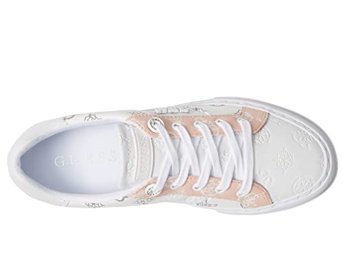 GUESS Women's Loven Sneaker, White/Pink, 38 EU