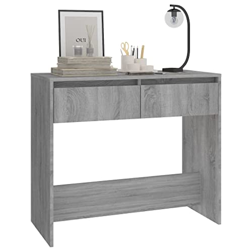 Mesa consola Sonoma gris de madera con cajones como estante de salon 5