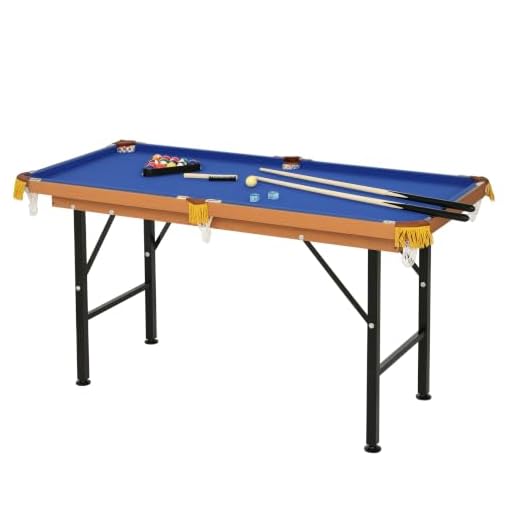 Soozier 55" Portable Folding Billiards Table Game Pool Table for Whole Family Number Use with Cues, Ball, Rack, Chalk, Blue