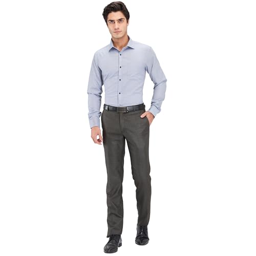 Image of Park Avenue Men's Slim Fit Structure Pattern Cotton Polyester Blend Semi Cutaway Collar Full Sleeve Formal Shirt