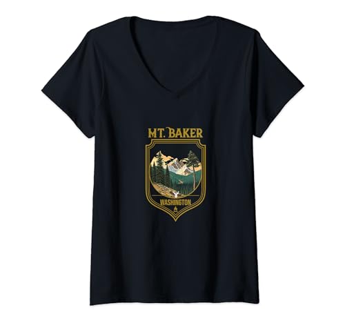 Womens Mt. Baker Souvenir Apparel - Mt. Baker Hiking V-Neck T-Shirt