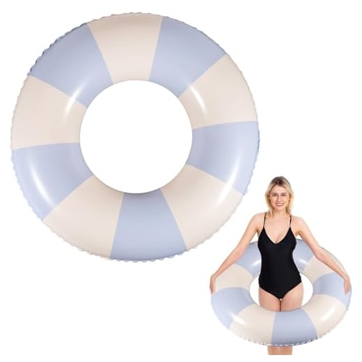 Flotadores Piscina Anillo de Natación Inflable Flotador Piscina Vintage a Rayas Flotador Inflable para Piscinas de Verano y Playa para Adultos y Niños, Diámetro Inflado 75 cm