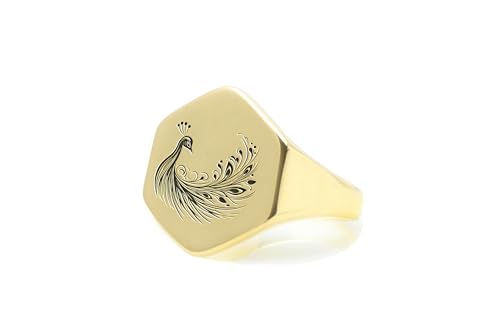 Bague signet paon or 14k pour remplacer les bijoux banals par l'audace