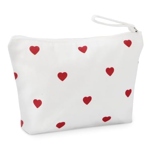 BETESSIN Trousse de Toilette Femme Voyage Noir Cœur Jaune Pochette Maquillage Makeup Bag Sacs Cosmétique en Toile 23x16x5cm Cadeau Anniversaire Noël Saint-Valentin