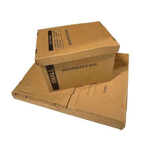 supplyhut 6 - Pack 15x12x10 Small Standard File Storage Moving Box with Lid Letter Handles