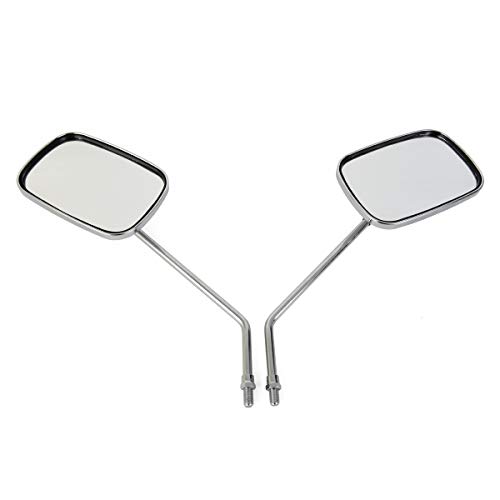 10Mm Chrome Motorcycle Handlebar Rear View Side Mirrors For Aprilia Kawasaki Suzuki Cruiser Scooter, Size:102Mm X 125Mm #TOP2