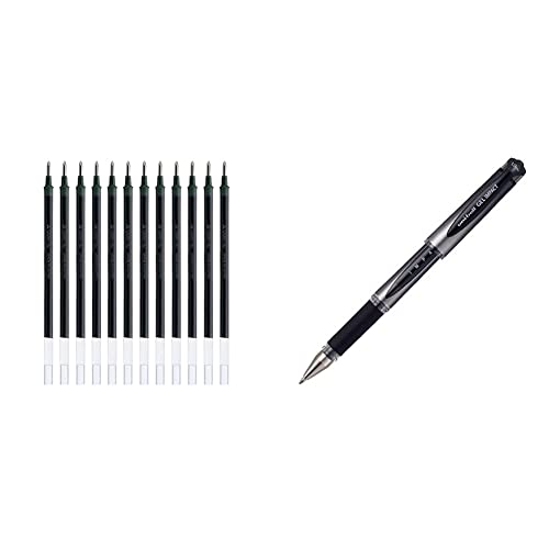 Image of uni-Ball UMR-10 Refill & Uniball UM-153S Gel Impact Gel Pen, Pack of 5 - Black