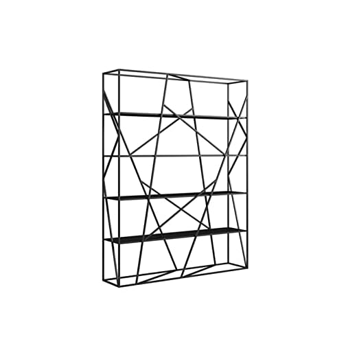 FACMAS Small Bookshelf Multi-Layer Wrought Iron Living Room Partition Floor Bookshelf Office Simple Book Storage Rack Against The Wall Art Bookcase Bookcase/Bookshelves (Color : Black, Size : Medium)
