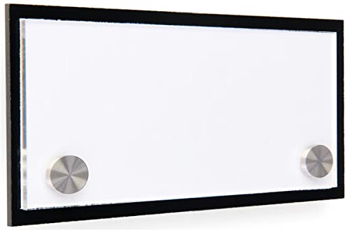 Door Sign For Wall Mount With Stainless Steel Standoffs, 6 X 3-Inch, Black And Clear Acrylic Panels #TOP2