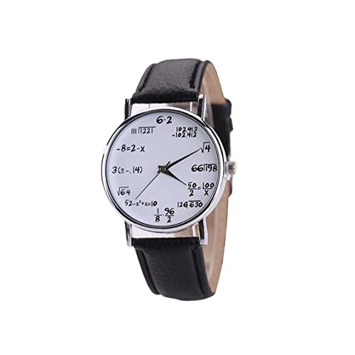 Ouken Student Garçons Girls Regardez Les Équations De Mathématiques Montre De Quartz Analogique avec Brassard De Cuir Equations Mathématiques Mates-Bracelet Tableau De Poignet (Noir) Cover