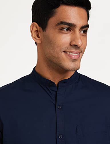 Image of Amazon Brand - Symbol Men's Cotton Shirt | Chinese Collar | Casual | Plain | Full Sleeve | Summer - Regular Fit (Available in Plus Sizes)