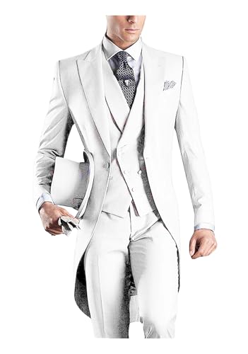 Men's 3-Piece Tuxedo - Slim Fit Peaked Lapel Suit with Blazer Vest & Pants