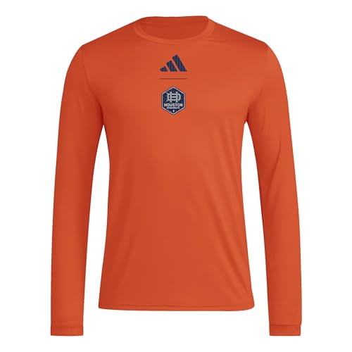 adidas Men's Long Sleeve, Collegiate Orange/Houston Dynamo, Small
