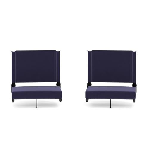 Flash Furniture Grandstand Portable Stadium Seats for Bleachers or Benches, Folding Padded Stadium Chairs with Handle, Pack of 2, 500 lb. Weight Capacity, Navy