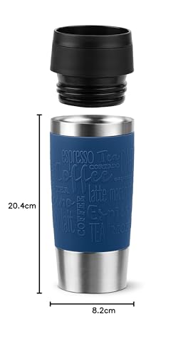 Emsa N20203 Travel Mug Classic kubek termiczny 0,36 litra, nowa komfortowa zakrętka, stal nierdzewna, 4 h gorące i zimne 8 h, 100% szczelności, nadaje się do mycia w zmywarce, otwór do picia 360°,