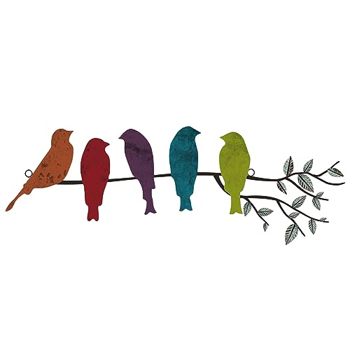 Ferraycle Metal Bird Wall Art - Birds on Branch with Leaves - Met...