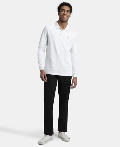 Image of Jockey 3914 Men Super Combed Cotton Rich Solid Full Sleeve Polo T-Shirt with Ribbed Cuffs