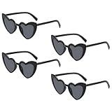 4 Stück Herz Sonnenbrille,Herzbrille,Brille Hochzeit Herzen,Sonnenbrillen Damen Herzform Jga Schwarz Set,Brillen Diy Frauen Herz-Sonnenbrille Hochzeitsbrille,Herzbrillen Schwarzes Sunglasses