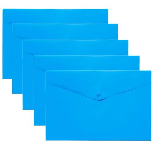 eco-eco A3 50% Recycled Blue Press Stud Popper Wallet, Plastic Folders (Pack of 5) eco080_Blue