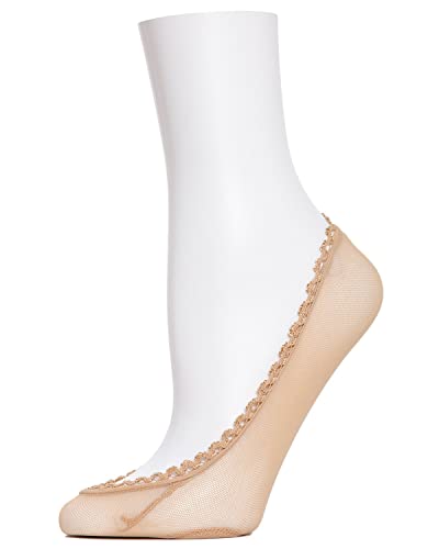 MeMoi Women's Mesh and Lace No Show Liner Socks3