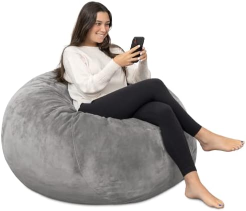 Milliard Big Ultra Supportive Stuffed Bean Bag Chair Couch for Adults and Kids Filled with Shredded Foam (Grey)