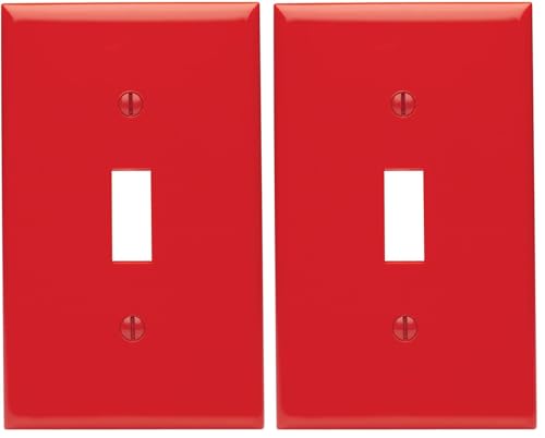 Image of Leviton 80701-R 1-Gang Toggle Device Switch Wallplate, Standard Size, Thermoplastic Nylon, Device Mount, Red (Pack of 2)