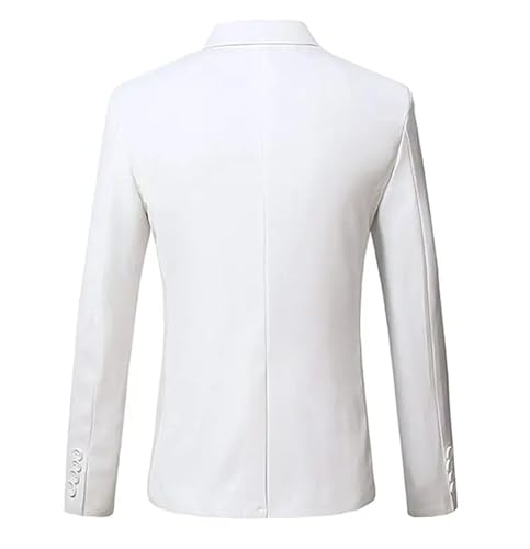Men's White Suit Blazers One Button Groom Tuxedo Business Jacket Notch Lapel Coat For Party Prom3